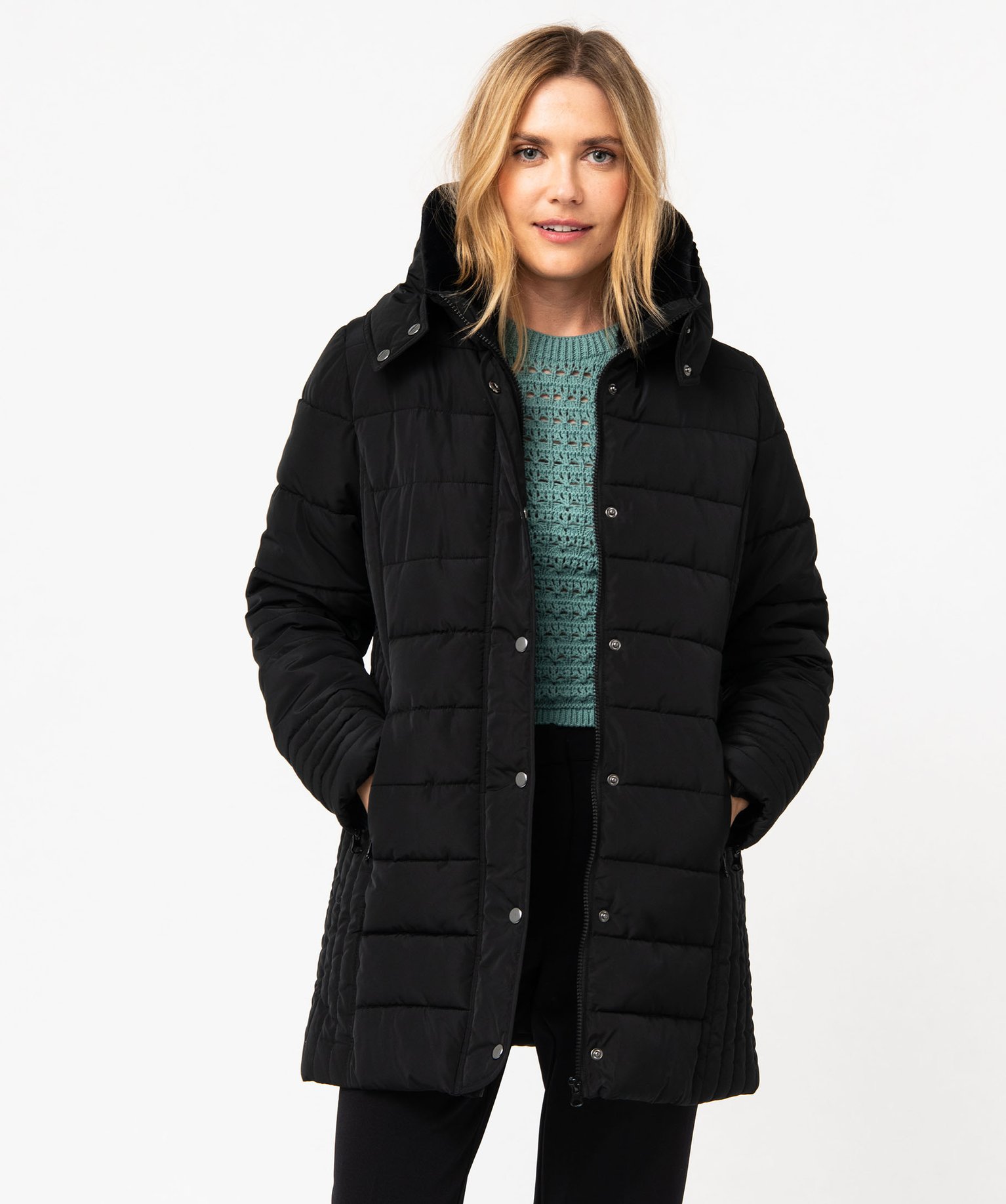 Manteau matelassé avec col montant doublé femme noir | GEMO