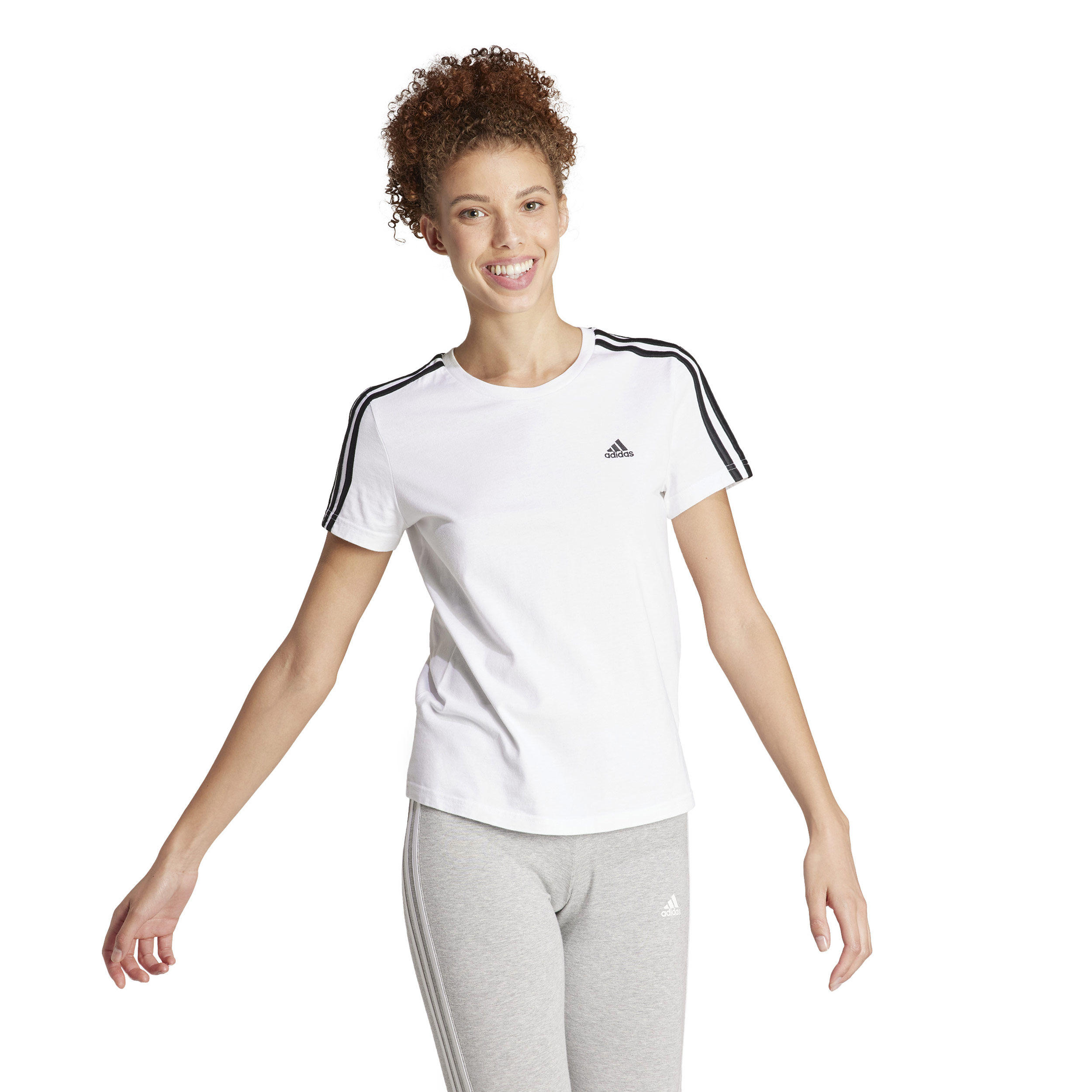 3 Stripes T-Shirt Damen - Weiß, Schwarz