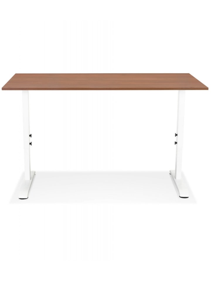 KADIMA DESIGN Höhenverstellbarer Schreibtisch aus Holz Metall | Modern Elegant in Braun-Weiß günstig kaufen