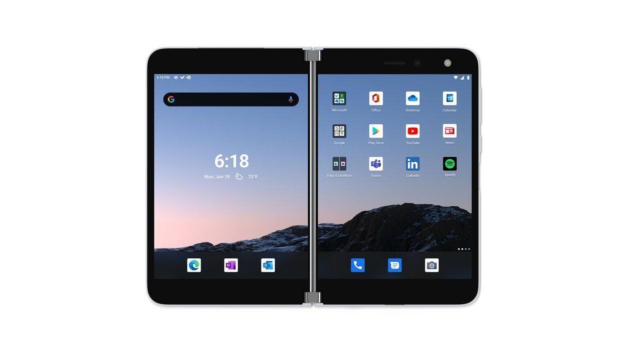 Microsoft MICROSOFT Surface Duo 256 GB LTE (ohne Vertrag), Convertible Display Smartphone (8.1 Zoll, 256 GB Speicherplatz, Bis zu 4K MP Kamera)