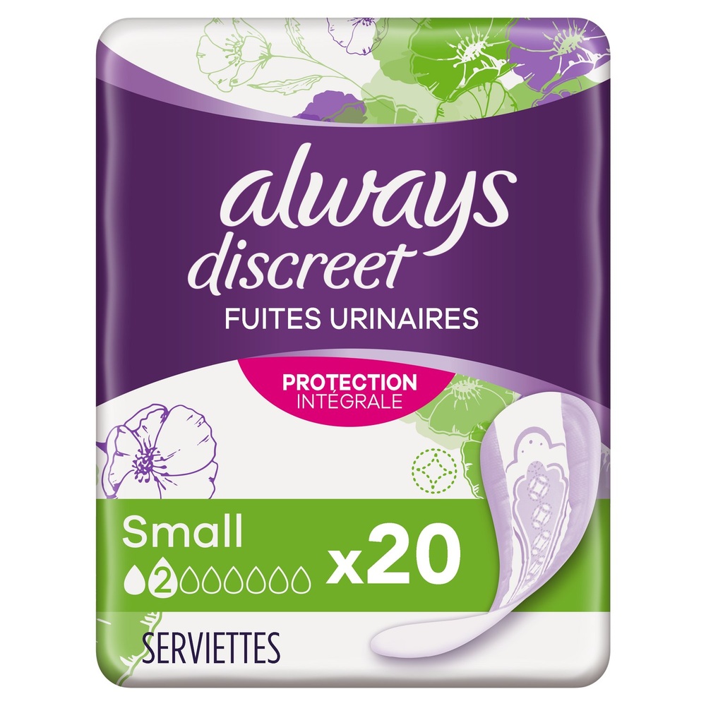 always Always Discreet Serviettes Pour Fuites Urinaires Small x20 Serviettes Pour Fuites Urinaires