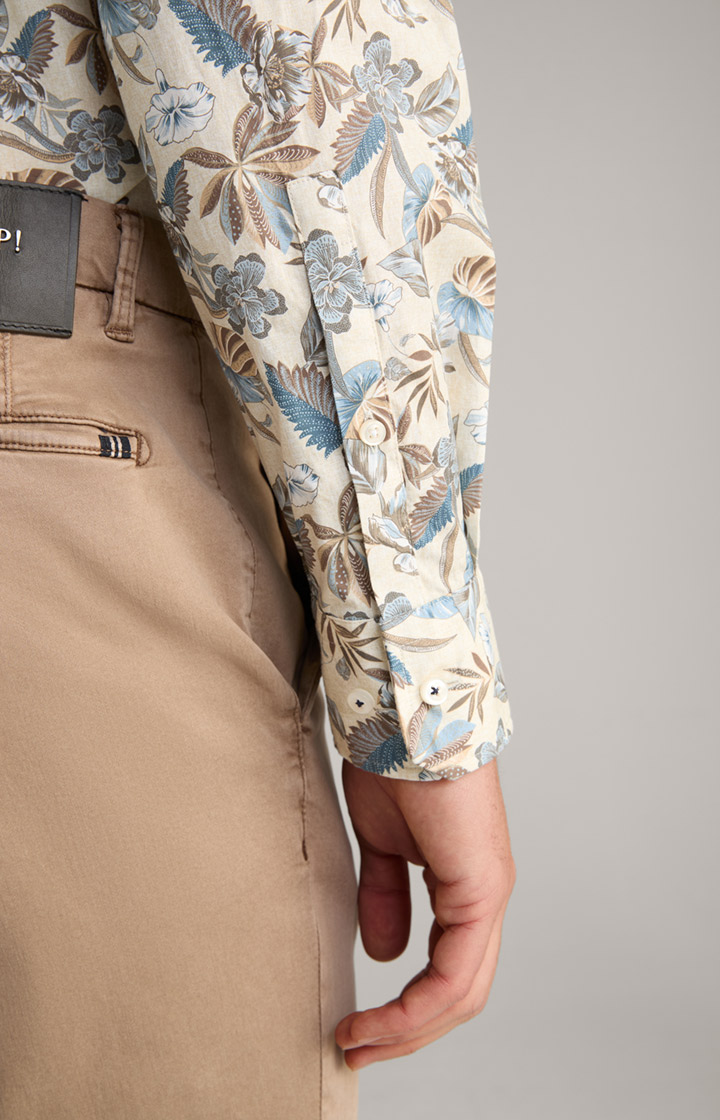 Hemd Pai in Hellbeige/Blau gemustert