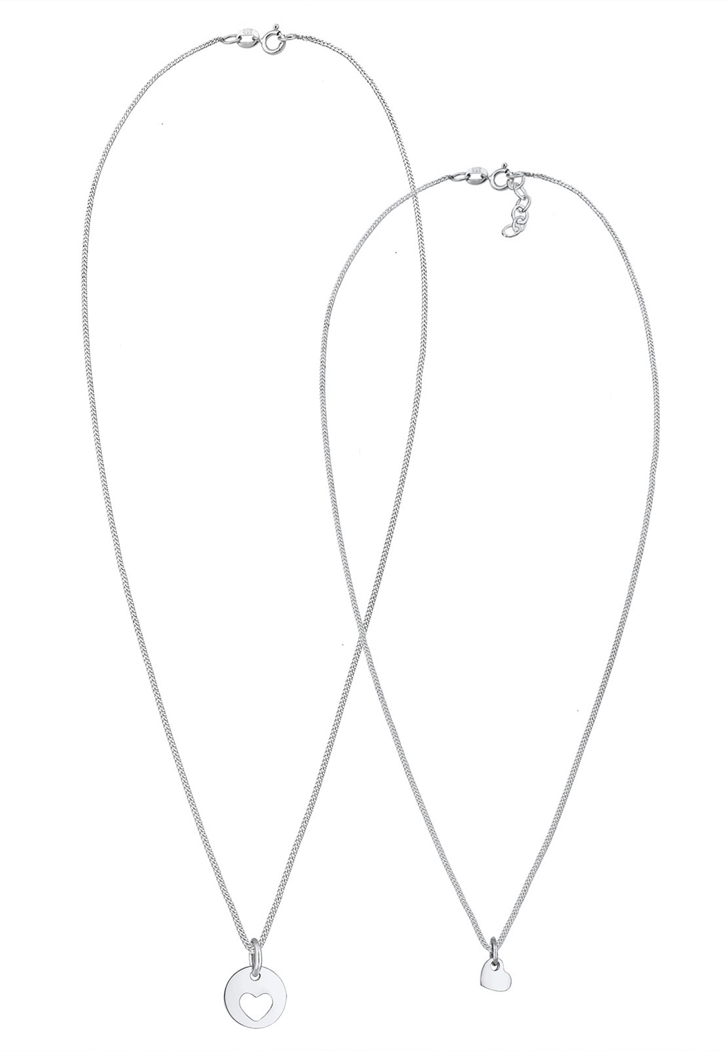 Elli Women's Heart Cut-Out Pendant Set, Mother and Children Love Pendant in 925 Sterling Silver, Rose Gold Plated