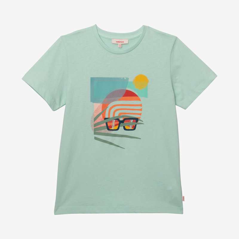 T-shirt garçon lunettes vert Catimini