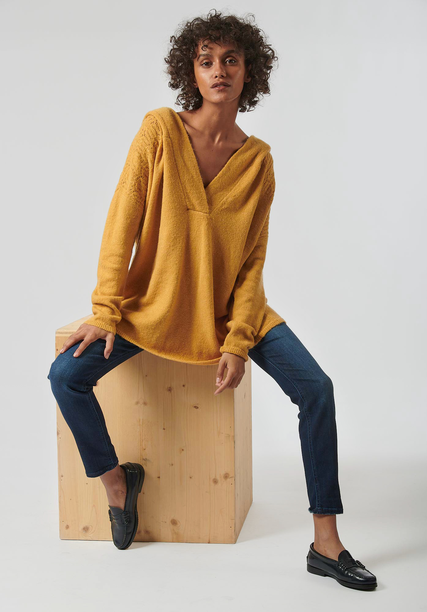 BARRY  Pull doux jaune femme