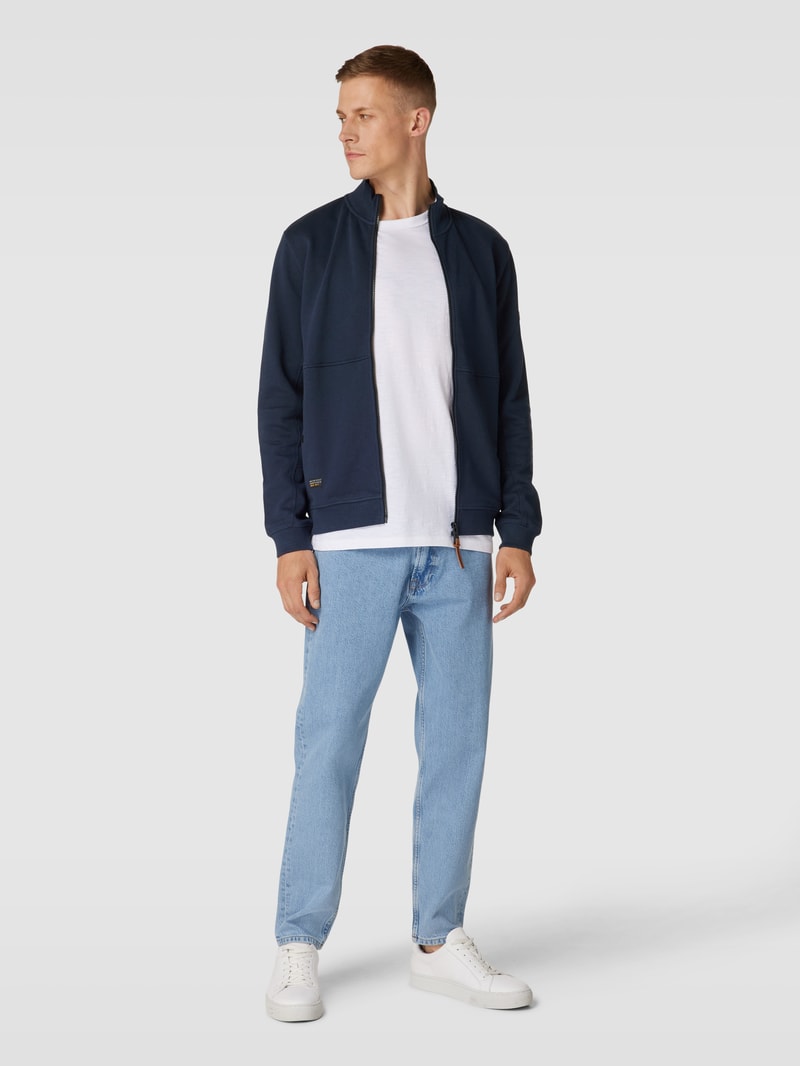 Sweatjacke mit Label-Detail in dunkelblau