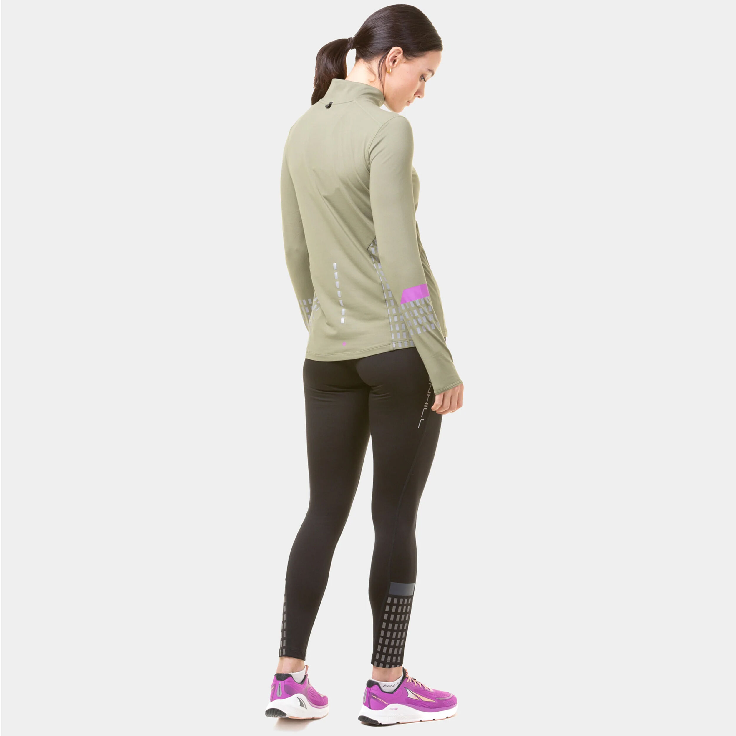 Tech Afterhours 1/2 Zip Laufshirt Damen - Oliv