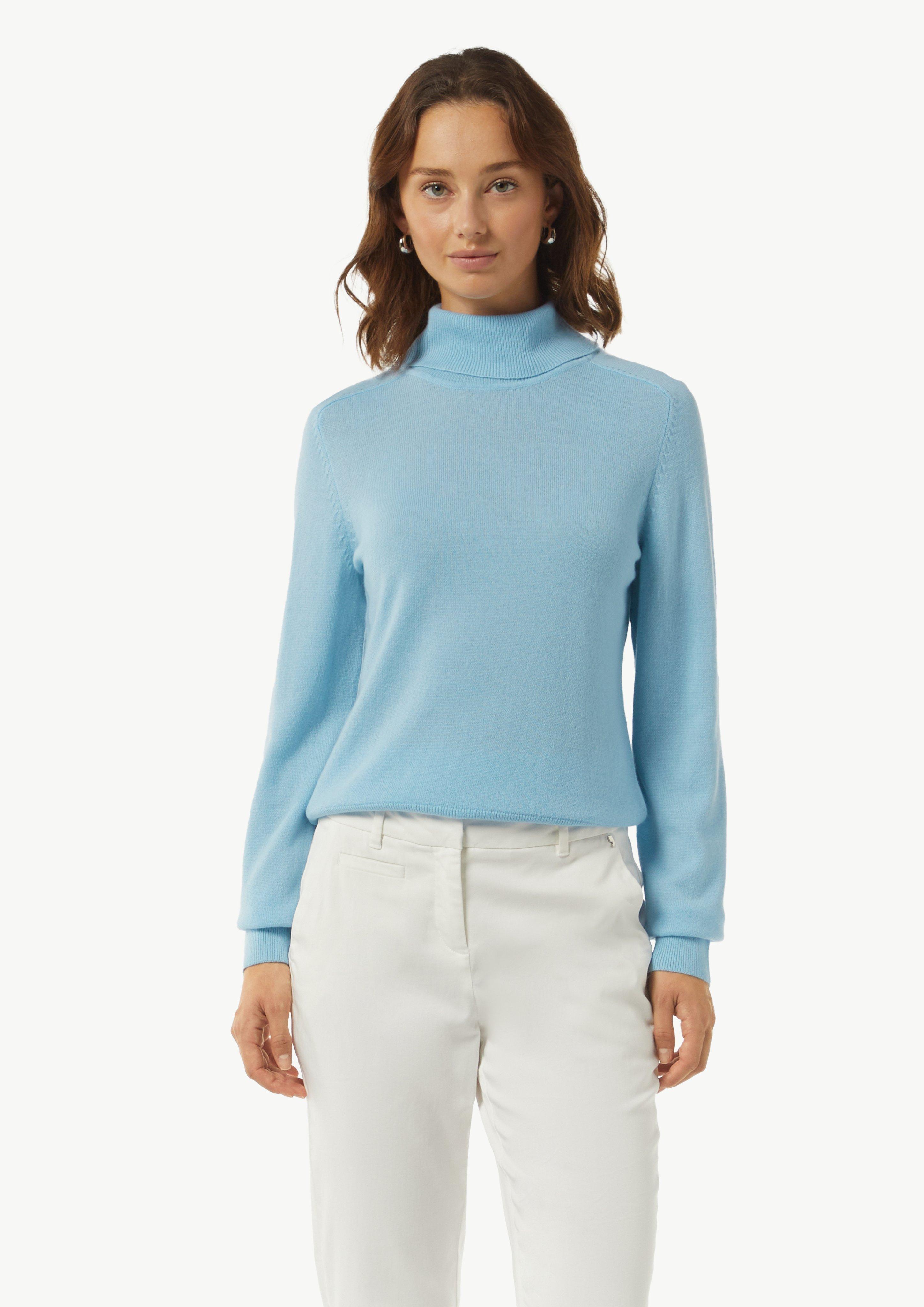 Kuschliger Strickpullover mit Rollkragen - hellblau