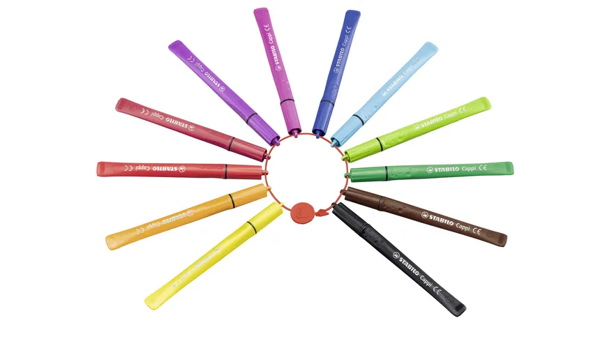 STABILO® Filzstift mit Kappenring - STABILO Cappi - 12er Pack - mit 12 verschiedenen Farben sortiert