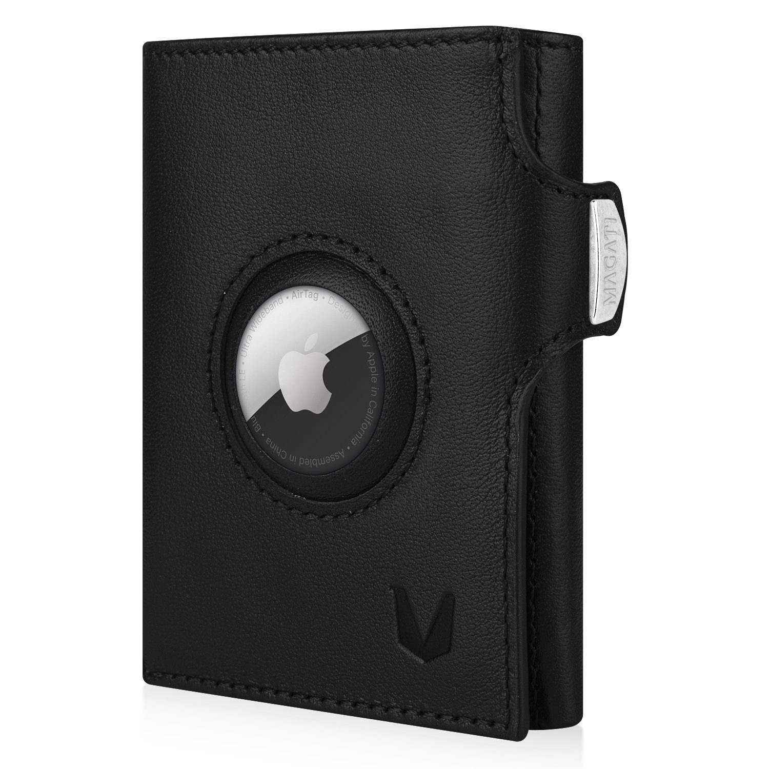 MAGATI Geldbörse aus Echtleder mit Münzfach und Airtag-Fach, bis zu 10 Karten (mit Geschenkverpackung), Einkaufswagenchip-Fach, klein Wallet, Portemonnaie für Herren & Damen