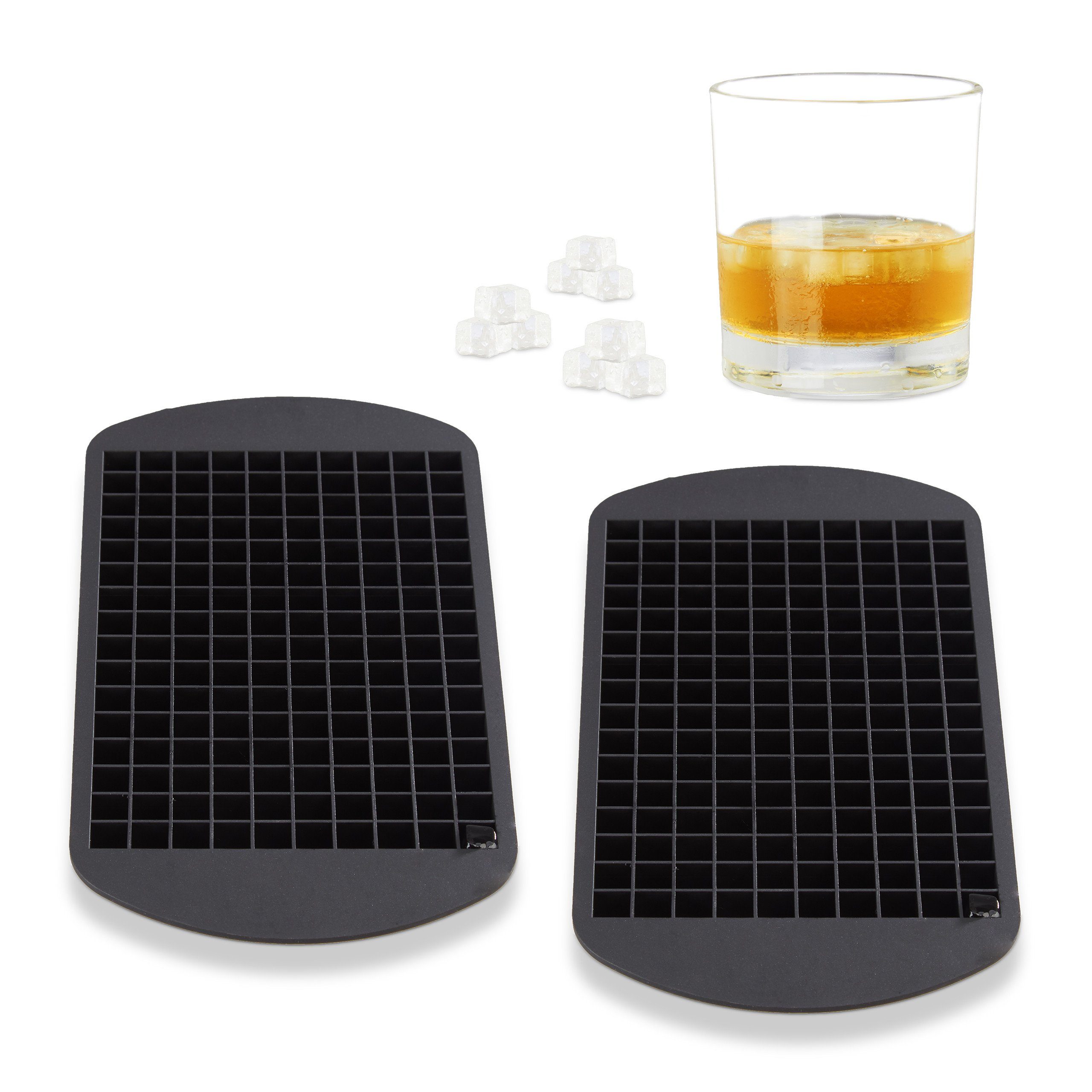 relaxdays Eiswürfelbehälter 2 x Eiswürfelform Silikon 1 cm, Silikon