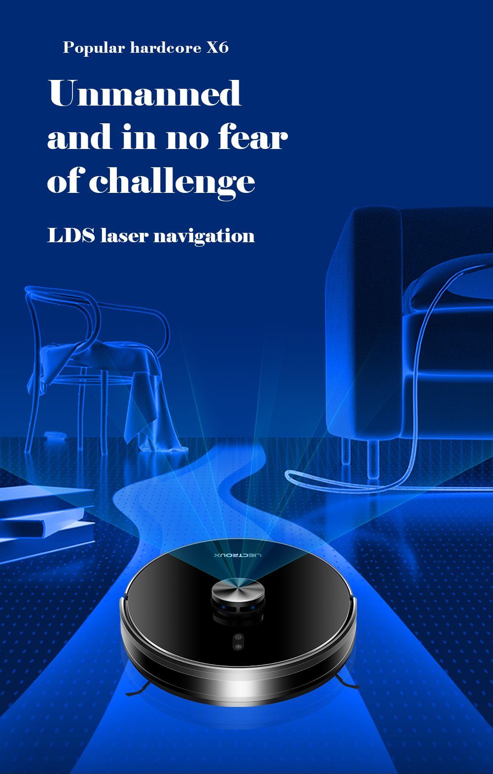 LIECTROUX Nass-Trocken-Saugroboter X6 Smart Robotic Cleaner mit erweiterten Funktionen, 40,00 W, Beutellos, 40 W, 2100 PA, 3 Saugmodi, HEPA, Y-Pfad-Schrubben, Anti-Fall, 40
