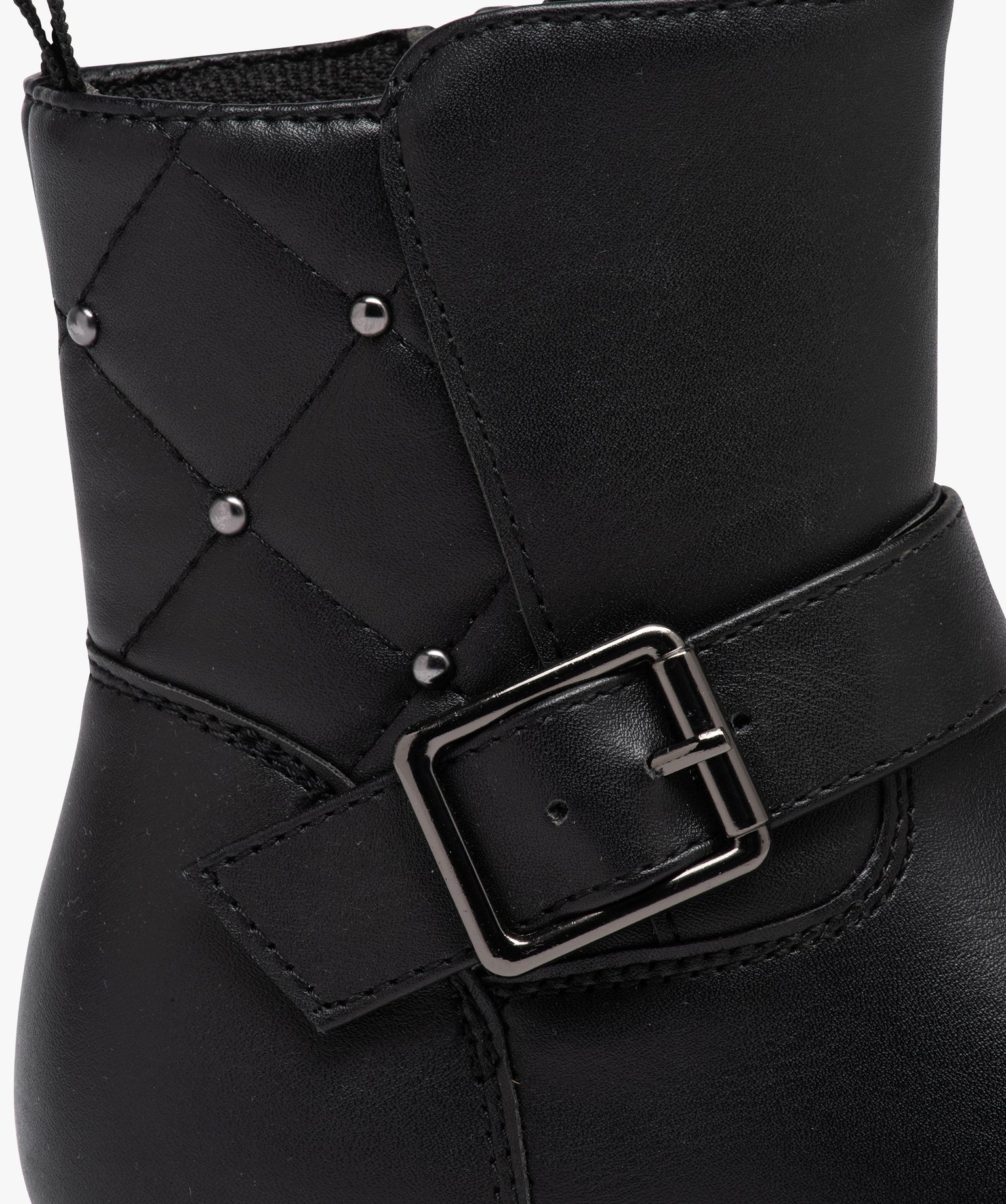 Boots à tige matelassée et rivetée fille noir | GEMO