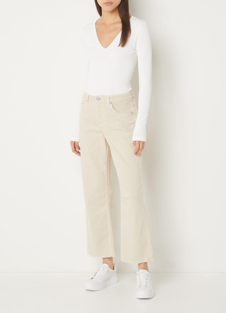 Jean OPUS Momito taille haute, coupe droite et court, délavage coloré