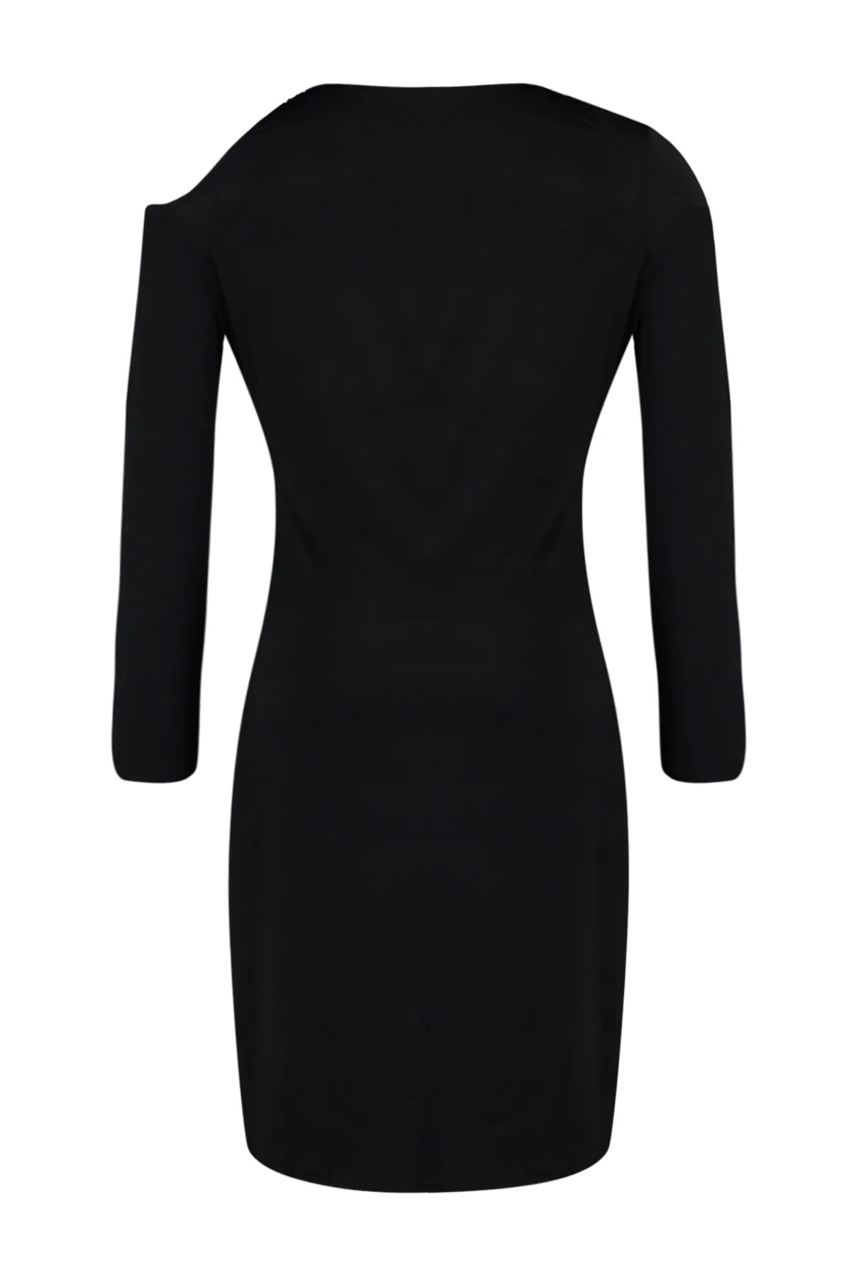 Trendyol Curve  Schwarzes Midi-Strickkleid mit Fenster-/Ausschnitt-Details TBBAW23AH00028