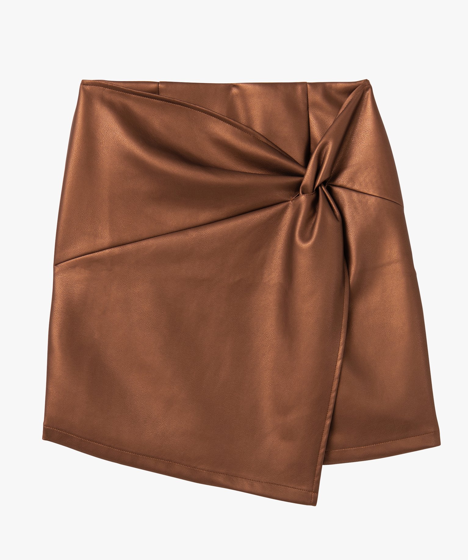 Jupe femme forme portefeuille en synthétique imitation cuir marron | GEMO