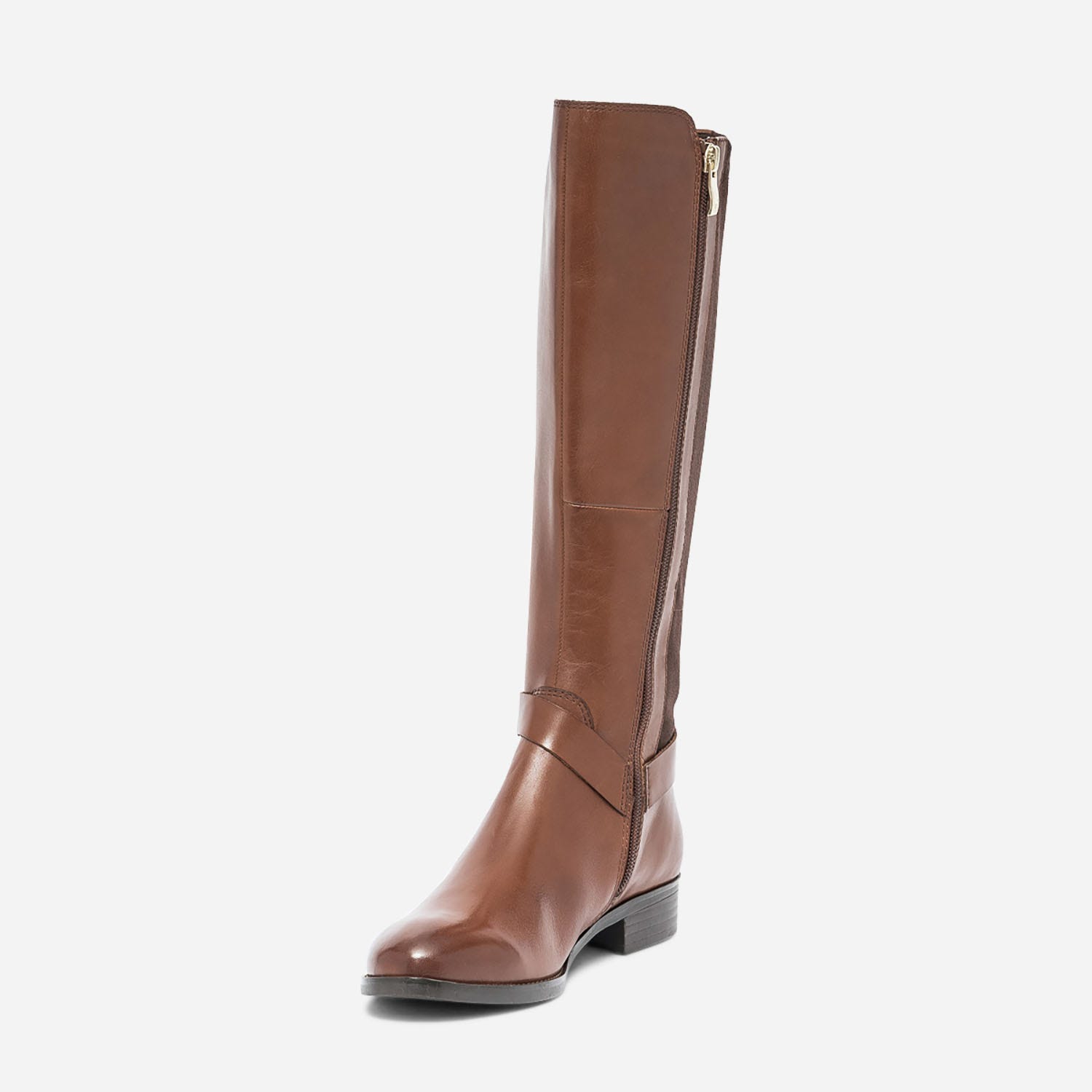 Botte CAPRICE cognac en cuir et textile à boucle