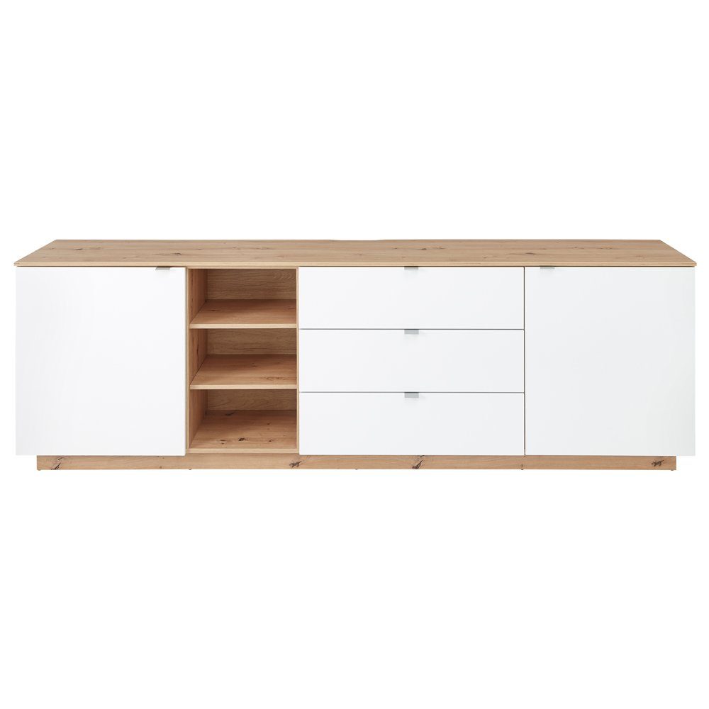 Lomadox Wohnwand CUST-36, (3-St., 3-tlg), Set mit 2 Wandboards Eiche mit weiß 240 cm, Wohnwand, Fernsehschrank