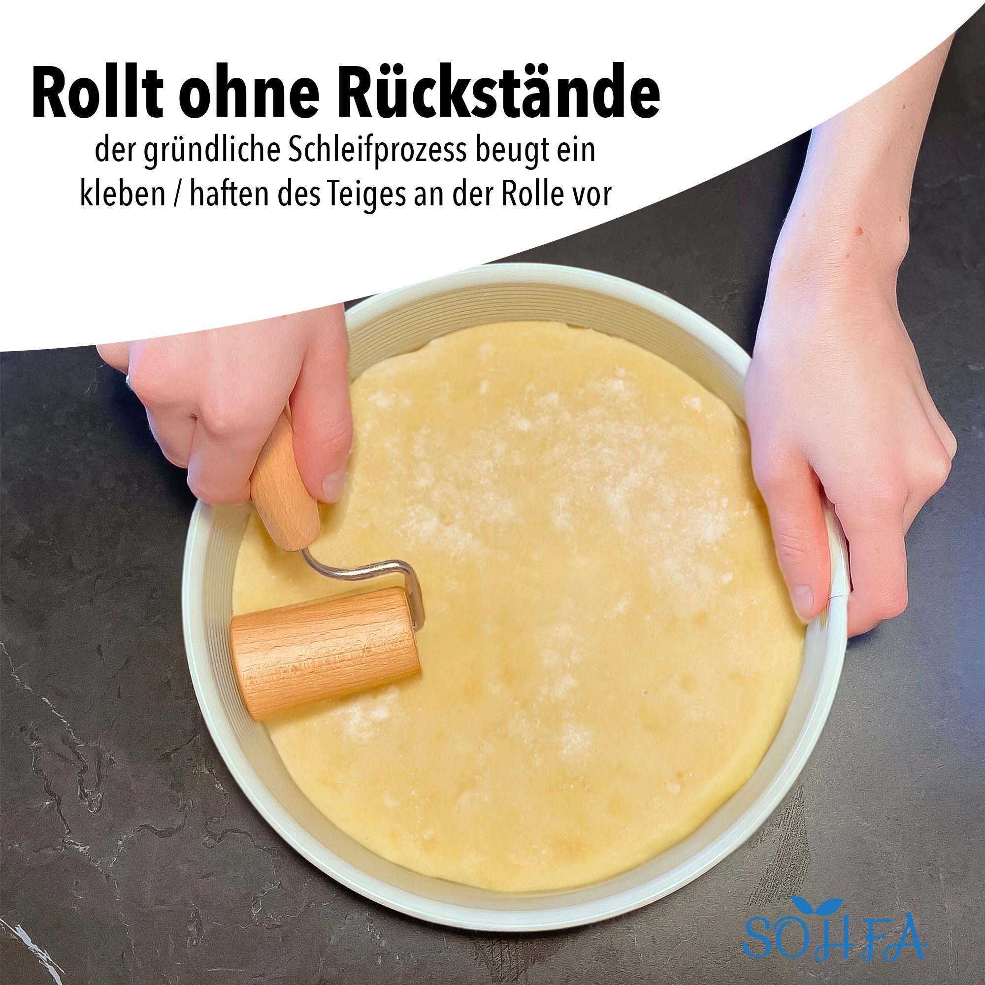 SOHFA Teigroller Backblechroller hergestellt in Europa - Mini Nudelholz für jede Ecke gerade, (1-Set, 1 Roller), kompakte Größe