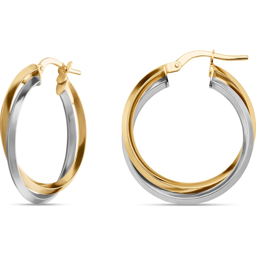 Valeria Créoles 585 Or jaune, 585 Or blanc Boucles d'oreilles
