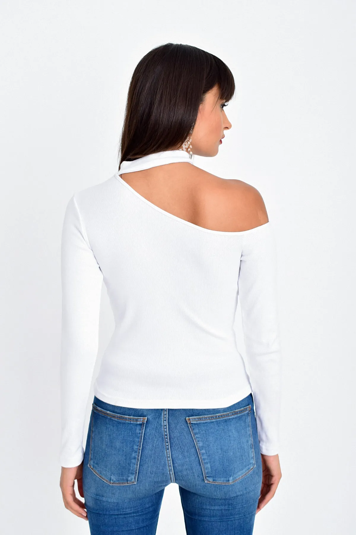Cool & Sexy  Weiße One-Shoulder-Bluse für Damen CG53