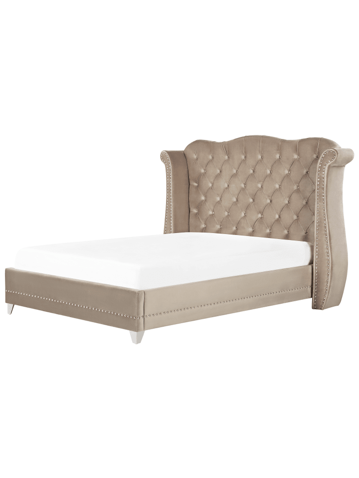 Beliani Doppelbett AYETTE in Beige - (W) 225 x (H) 154 x (L) 215 cm günstig kaufen onesize
