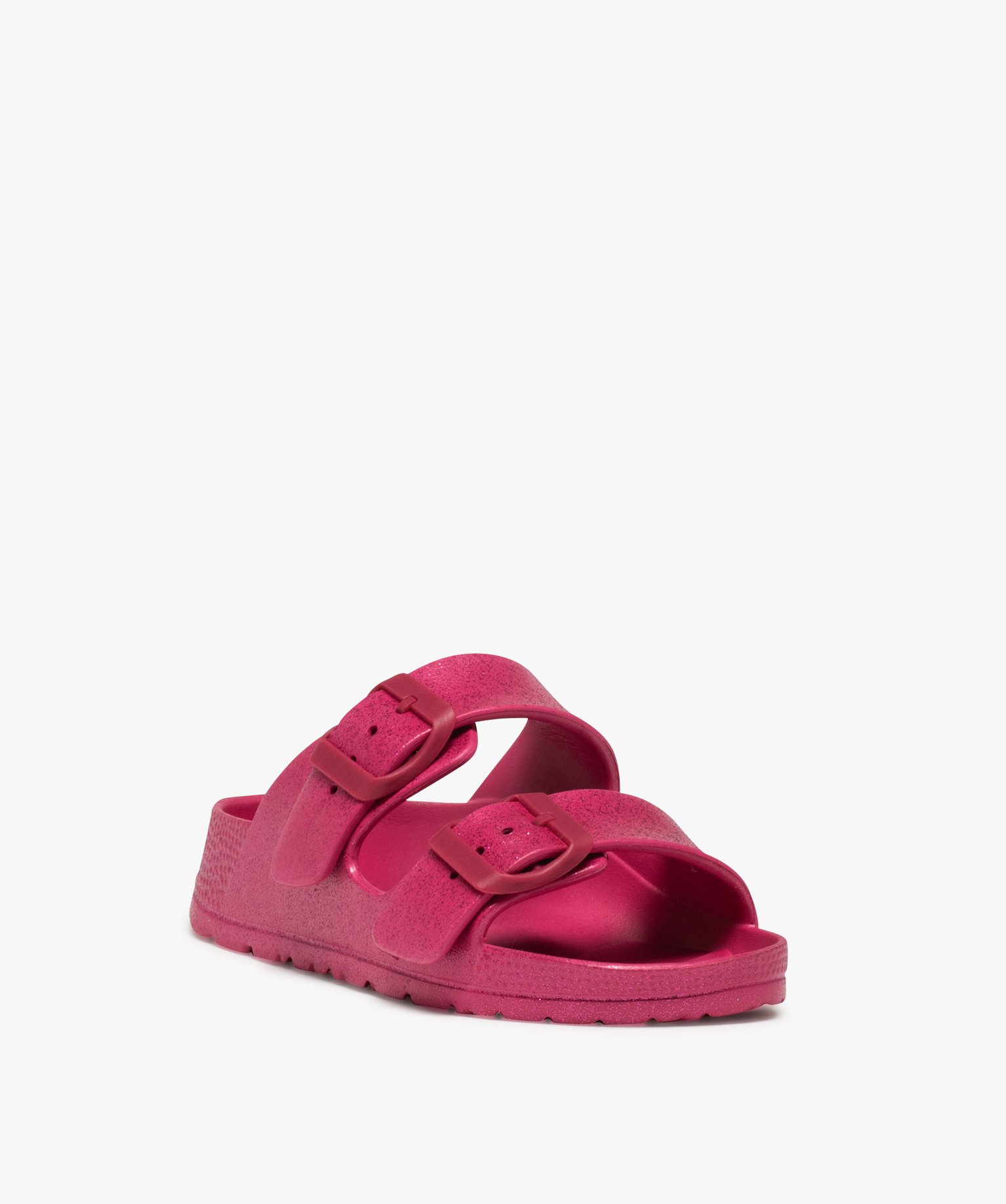 Mules de piscine fille pailletées à brides ajustables fuchsia | GEMO