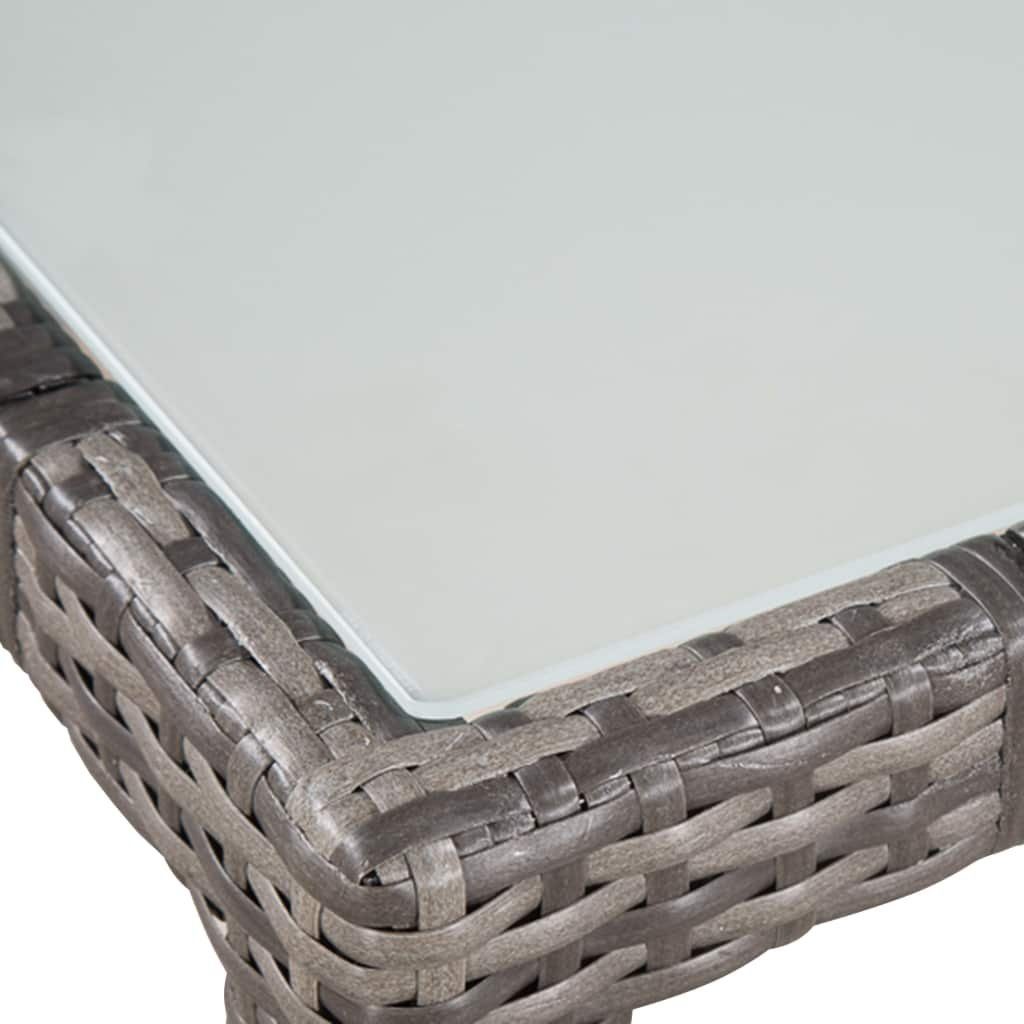 vidaXL Garten-Essgruppe 7-tlg Garten-Essgruppe mit Auflagen Poly Rattan Grau Sitzgruppe Set