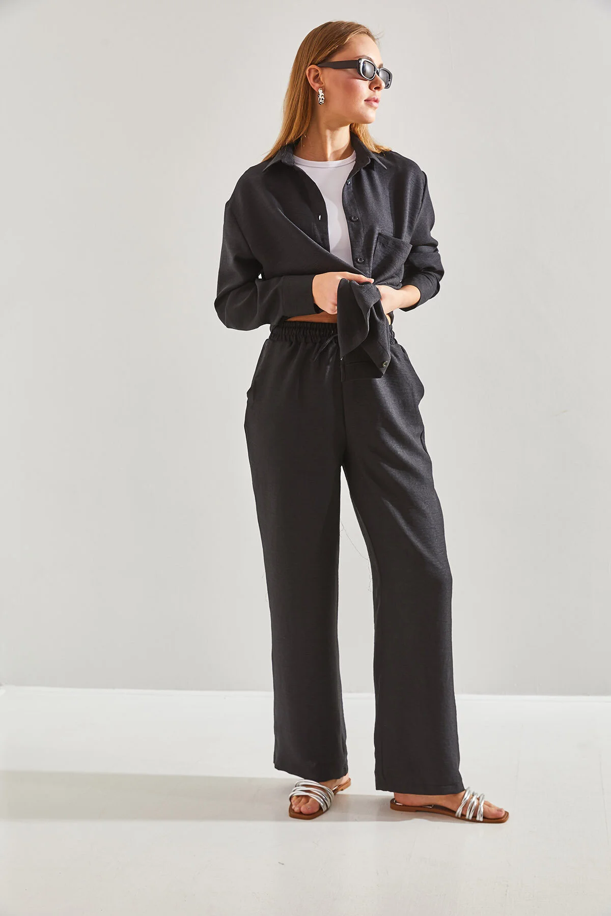 Bianco Lucci  Damen-Set aus Hose und Oberteil mit elastischem Bund