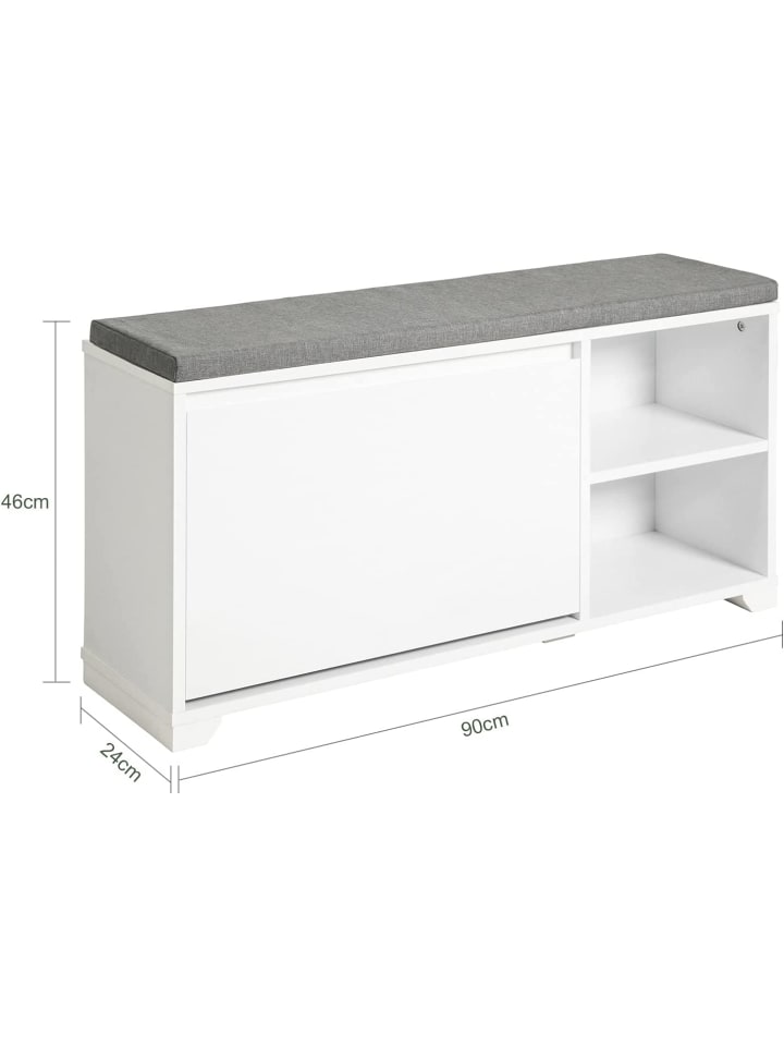 SoBuy Schuhbank in Weiß - (B)90 x (H)46 x (T)24cm günstig kaufen onesize