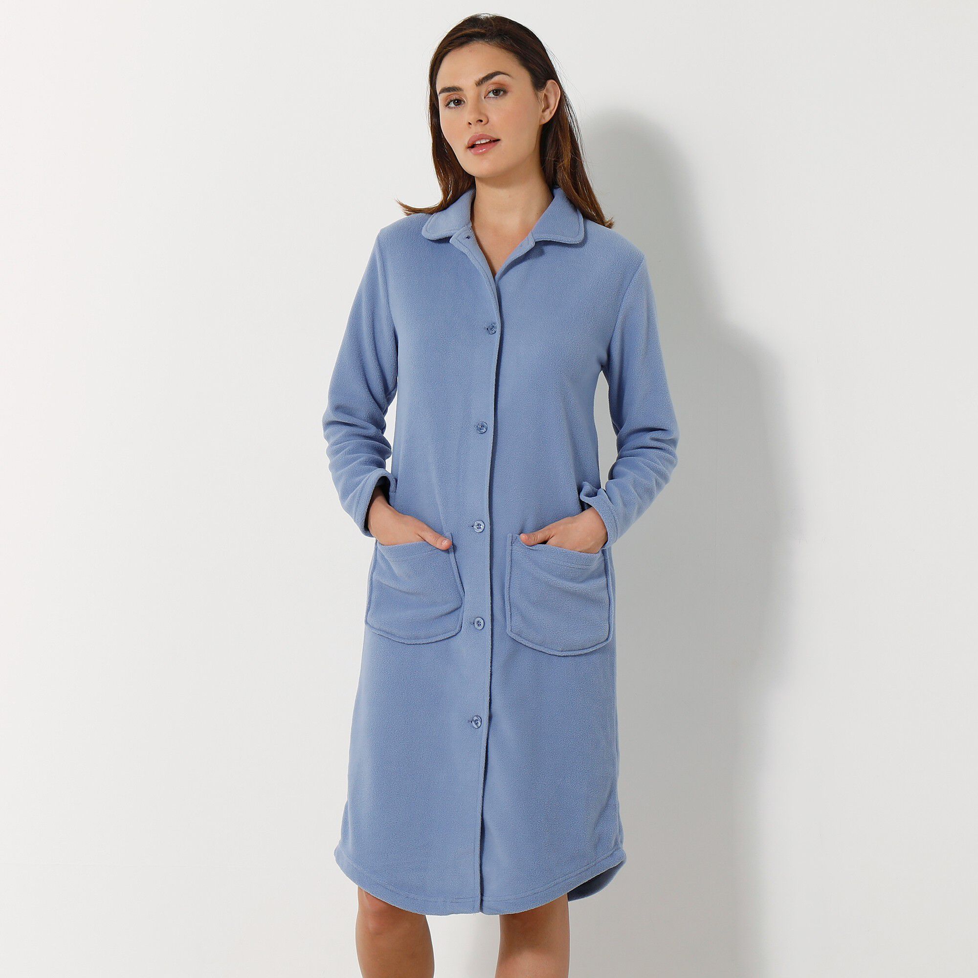 Peignoir polaire boutonné