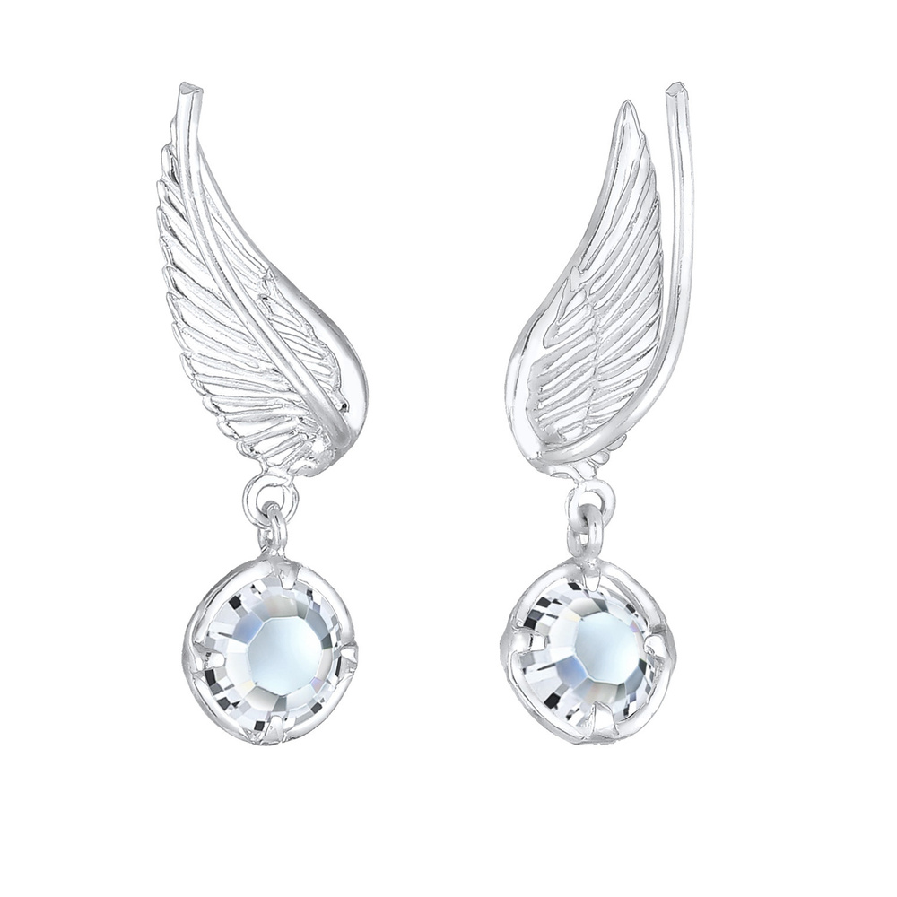 Elli Elli Boucles d'Oreilles Ailes de Grimpeur d'Oreilles pour Femmes avec Cristaux en Boucles d'oreilles