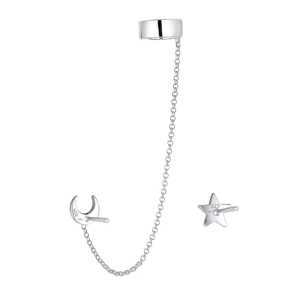 Elli Elli Boucles d'Oreilles Femmes Earcuff Clous d'oreilles Astro Étoiles Demi-lune e Boucles d'oreilles