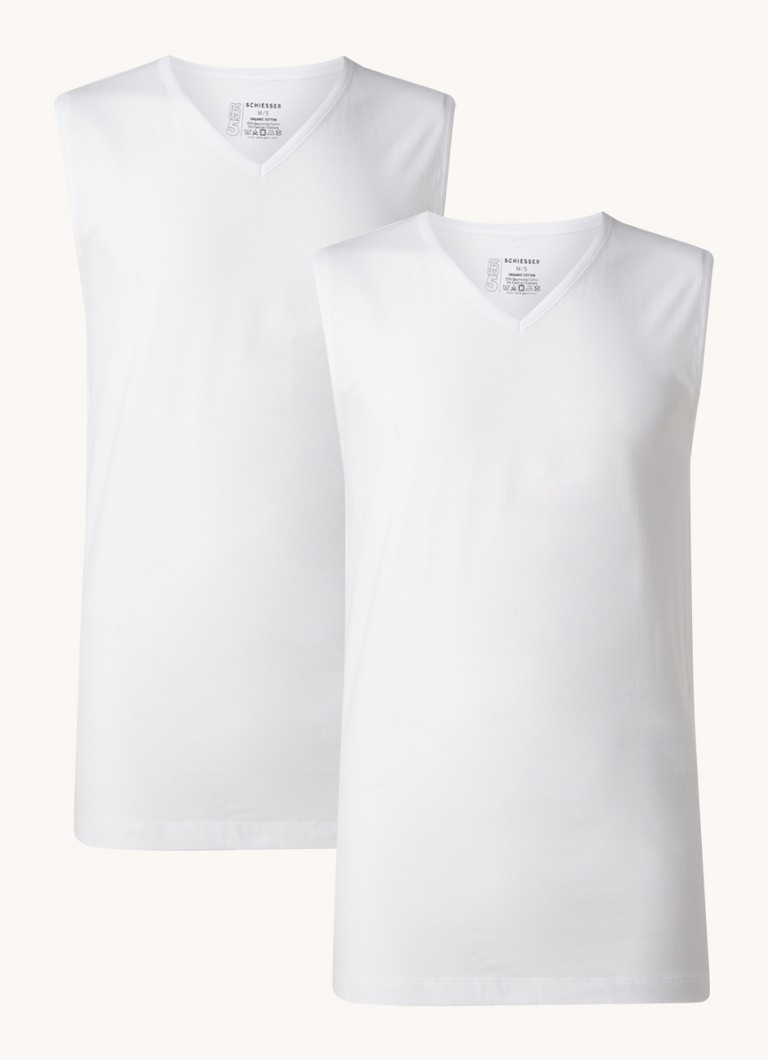 Schiesser Singlet with V-neck in 2-pack