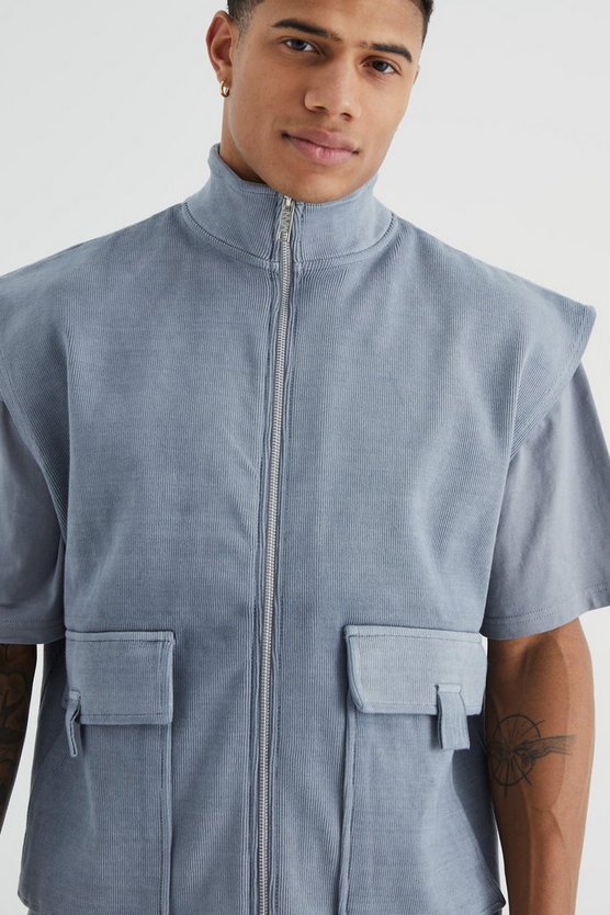 Kastige gerippte Oversize Weste
