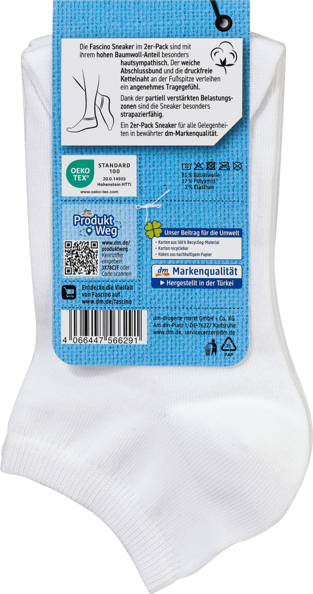 Sneakersocken weiß Gr. 43-46, 2 St