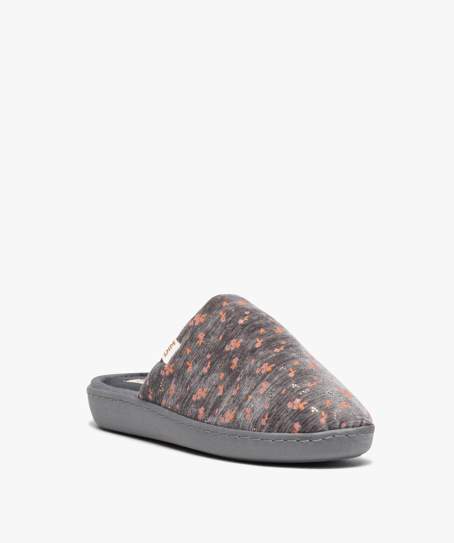 Chaussons femme mule confort à motifs - Dim gris | GEMO