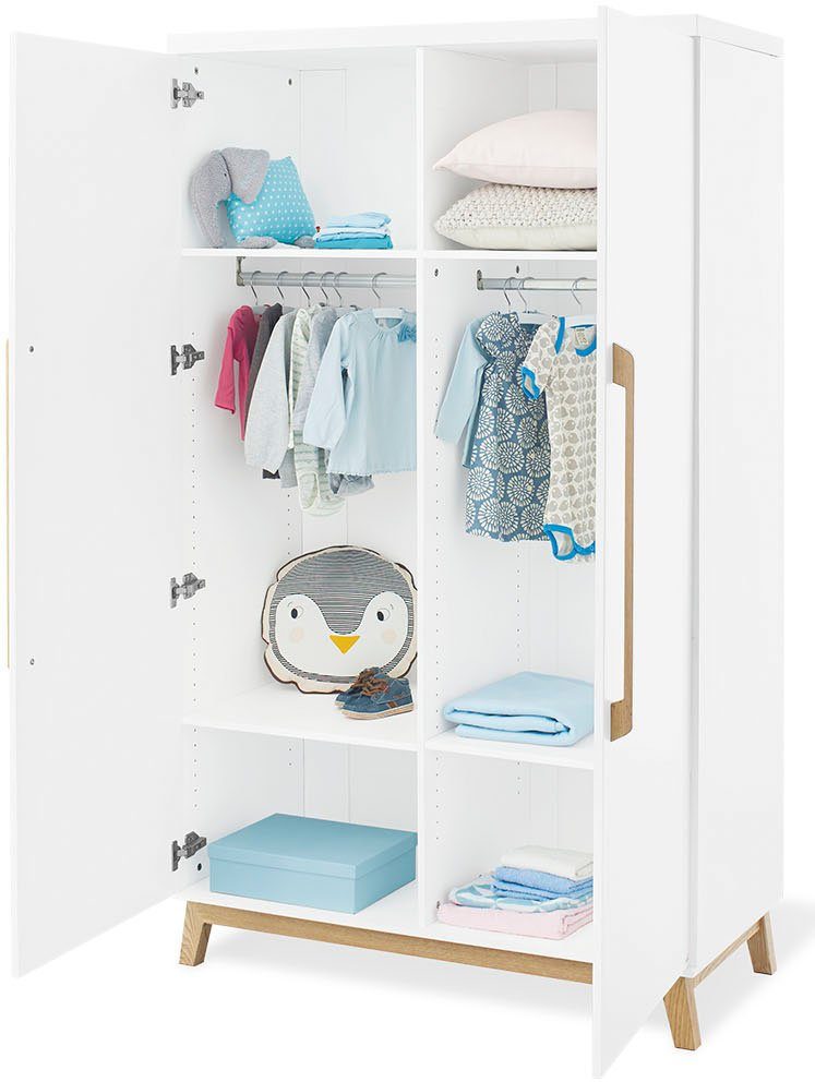 Pinolino® Babyzimmer-Komplettset Hilda & Riva, (Set, 3-St., Hausbett, Wickelkommode, Kleiderschrank), extrabreit groß; mit Hausbett, Wickelkommode & 2-trg. Kleiderschrank