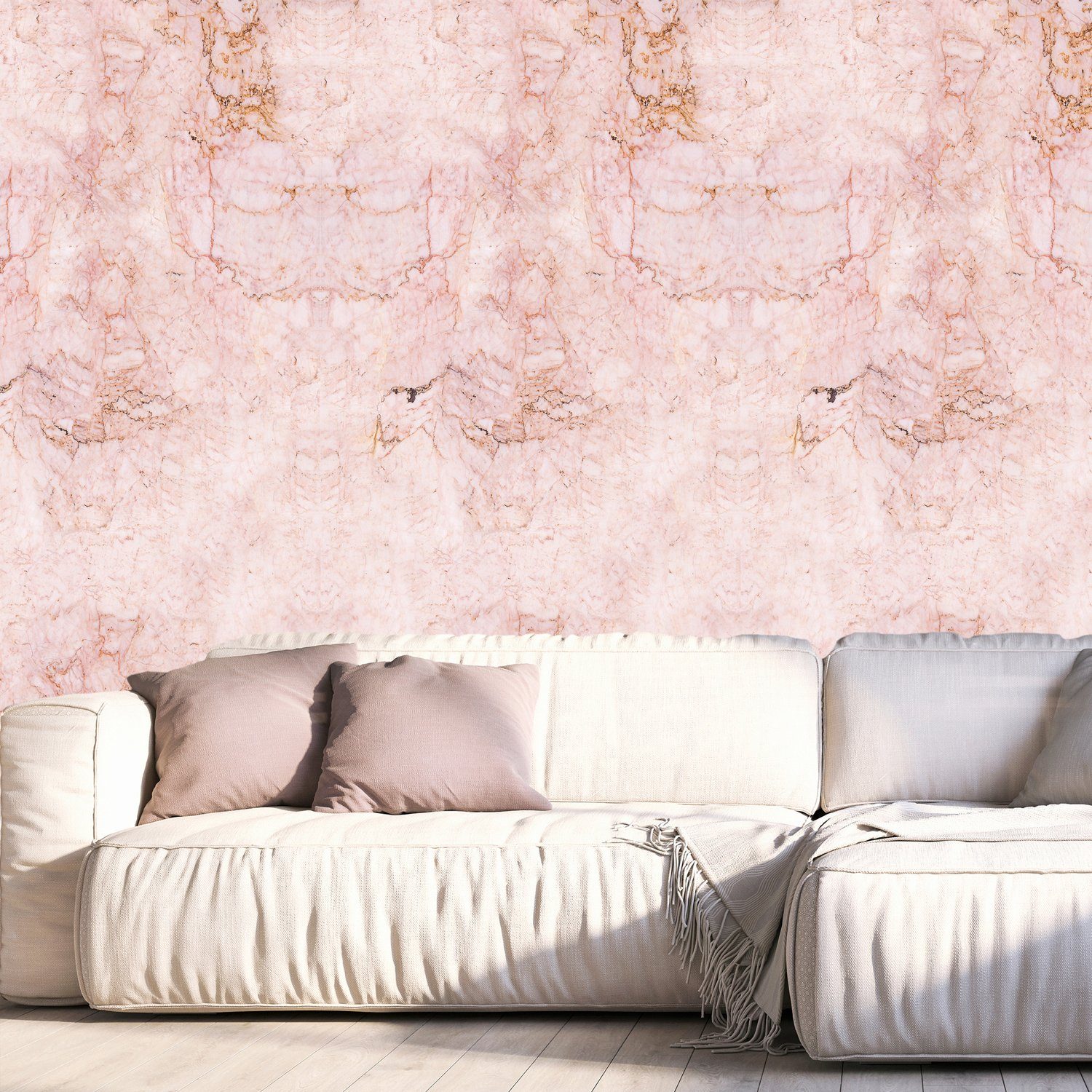 queence Vinyltapete Marmor-Rosa, Steinoptik, 90 x 250 cm, selbstklebend