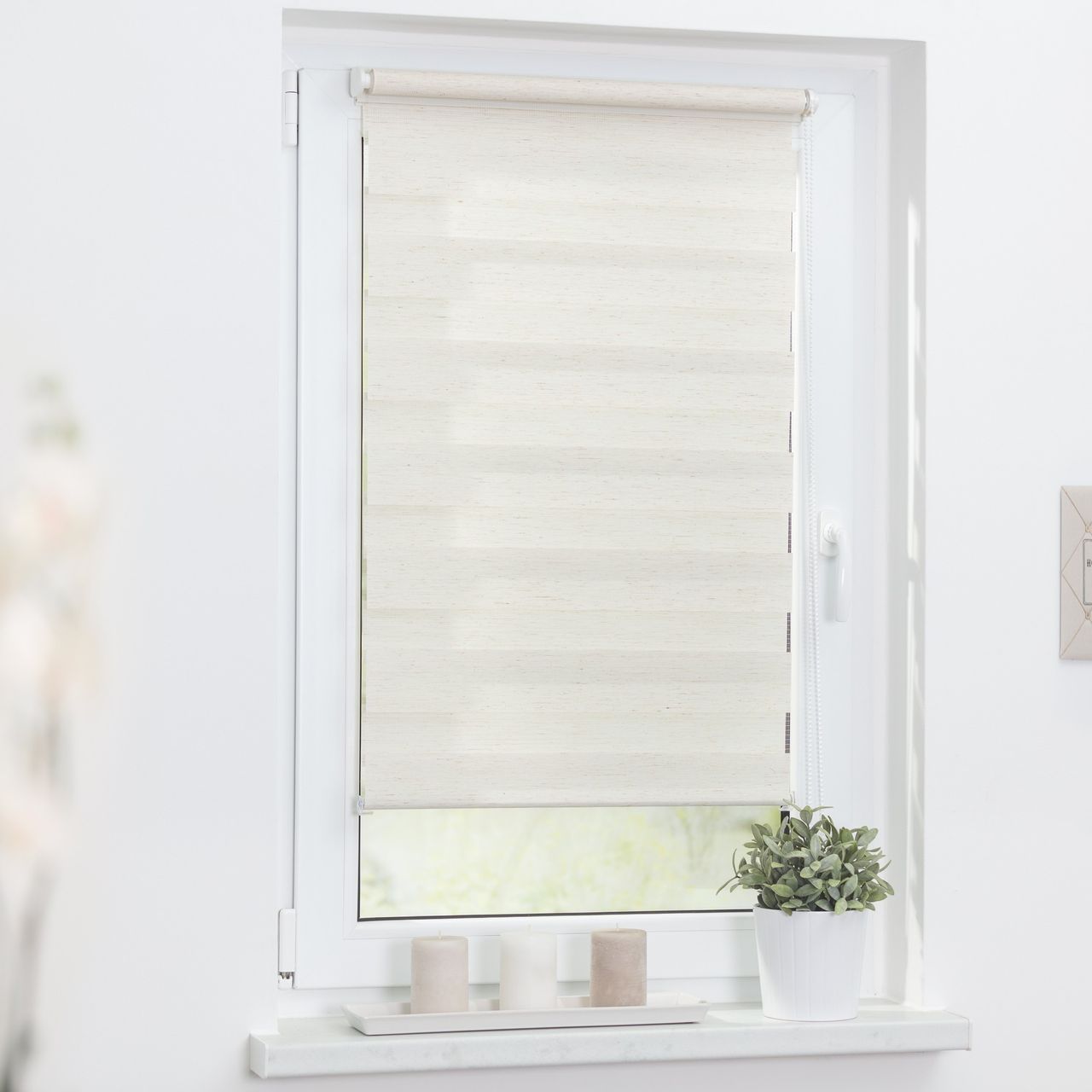 Lichtblick Duo-Rollo Klemmfix, ohne Bohren - Natur, 80 cm x 150 cm (B x L)