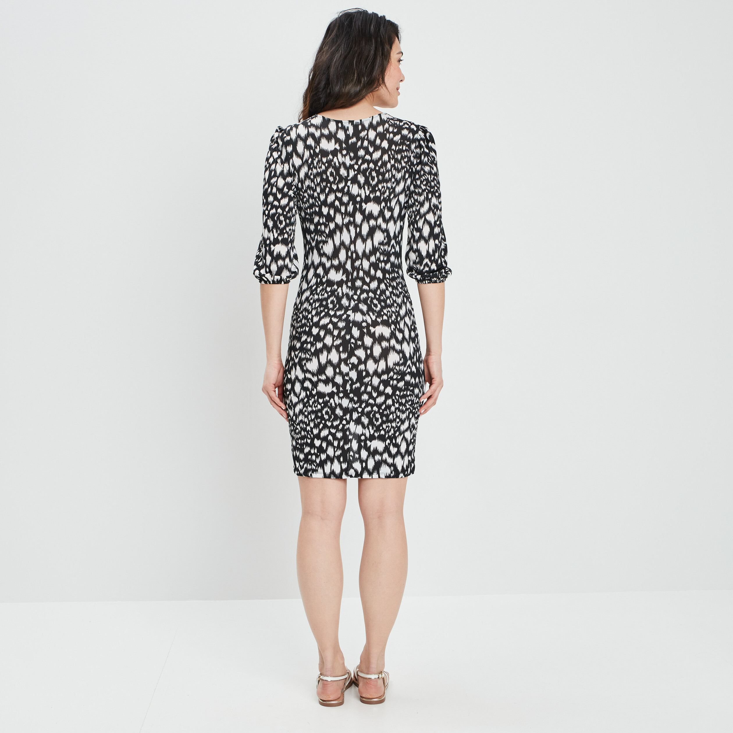 Robe droite effet portefeuille noir femme | La Halle