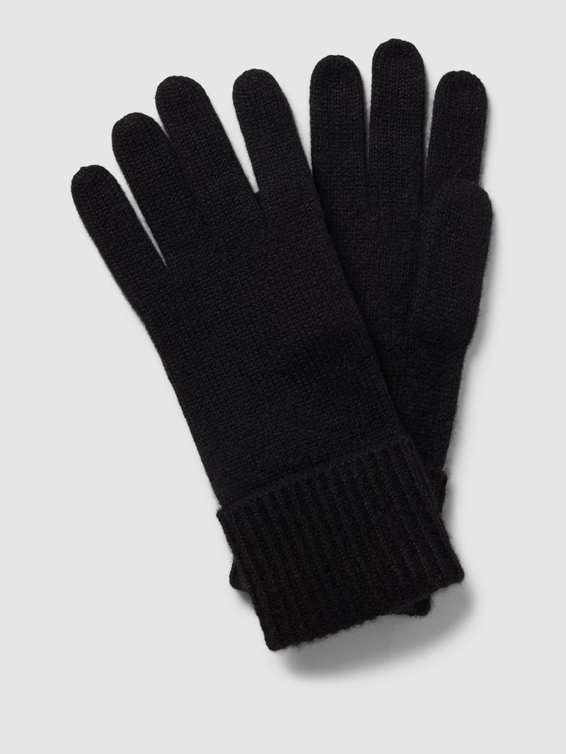 Handschuhe aus Kaschmir mit breitem Umschlang in schwarz