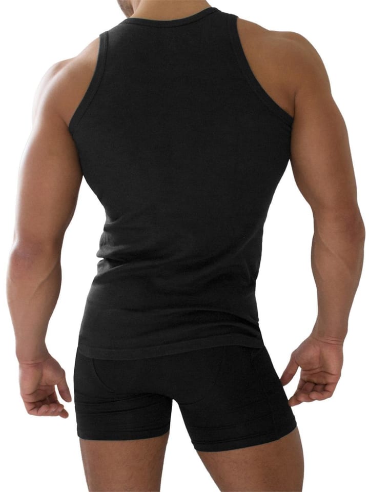 normani 4 Stück Herren-Unterhemd Feinripp Schwarz in Schwarz günstig kaufen