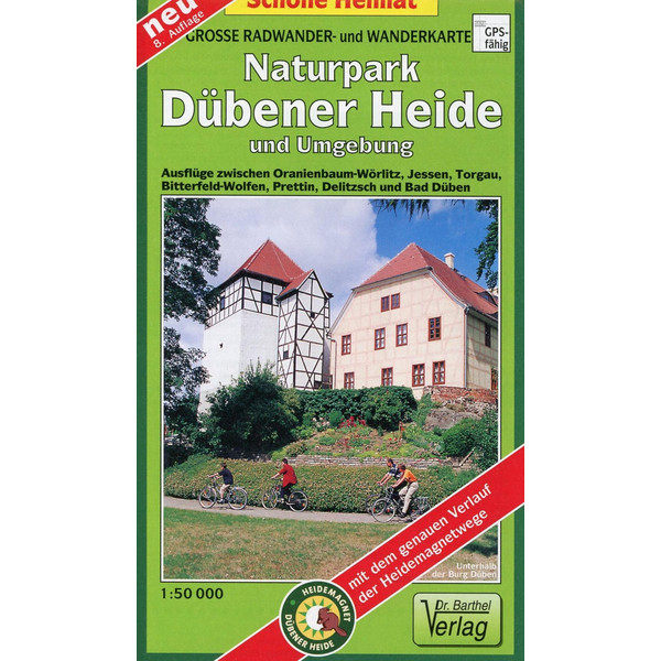 Radwander- und Wanderkarte Naturpark Dübener Heide und Umgebung 1 : 50 000 - Wanderkarte