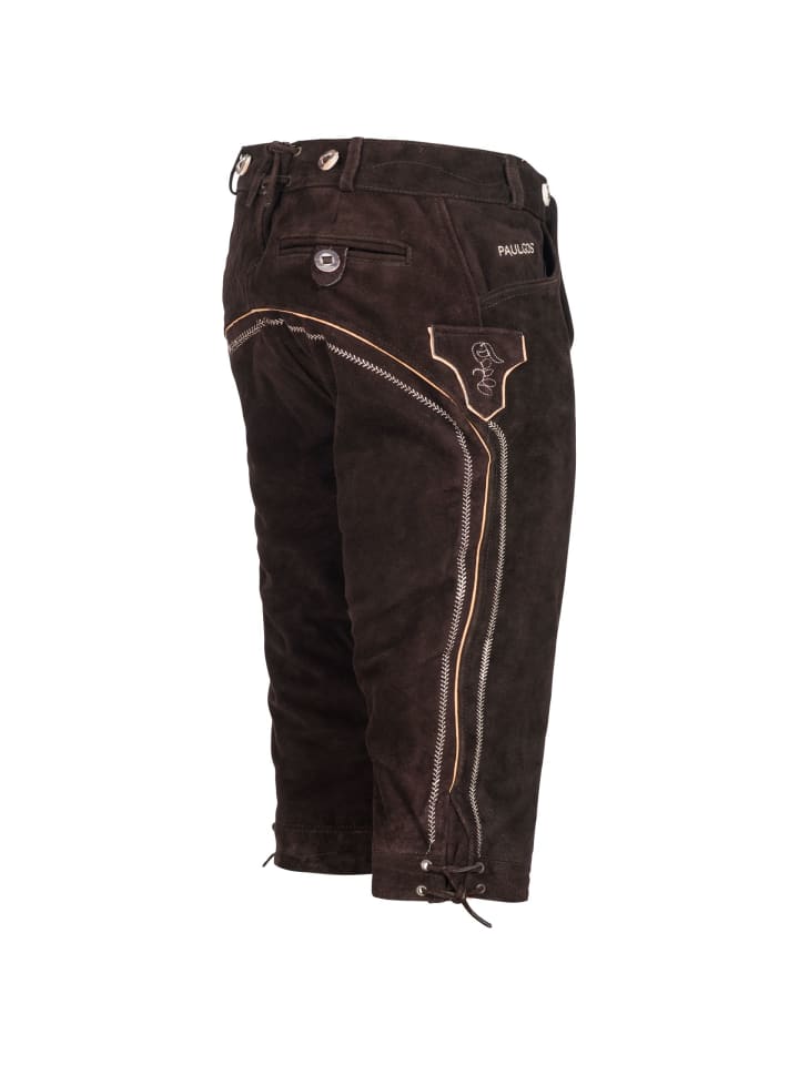 PAULGOS Lederhose Kniebund Echtleder in Dunkelbraun günstig kaufen