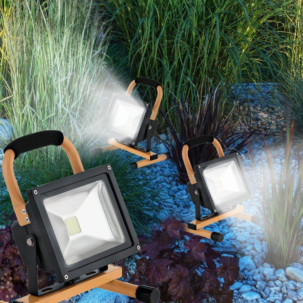 EGLO Baustrahler, LED-Leuchtmittel fest verbaut, Kaltweiß, Tageslichtweiß, 20 Watt LED Außen Steh Stand Leuchte IP44 beweglich Bau Strahler