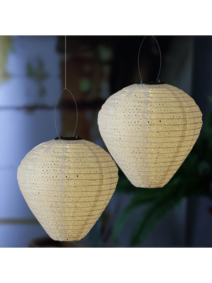 MARELIDA 2x LED Solar Lampion Ballon mit Blumenmuster D: 30cm in weiß günstig kaufen onesize