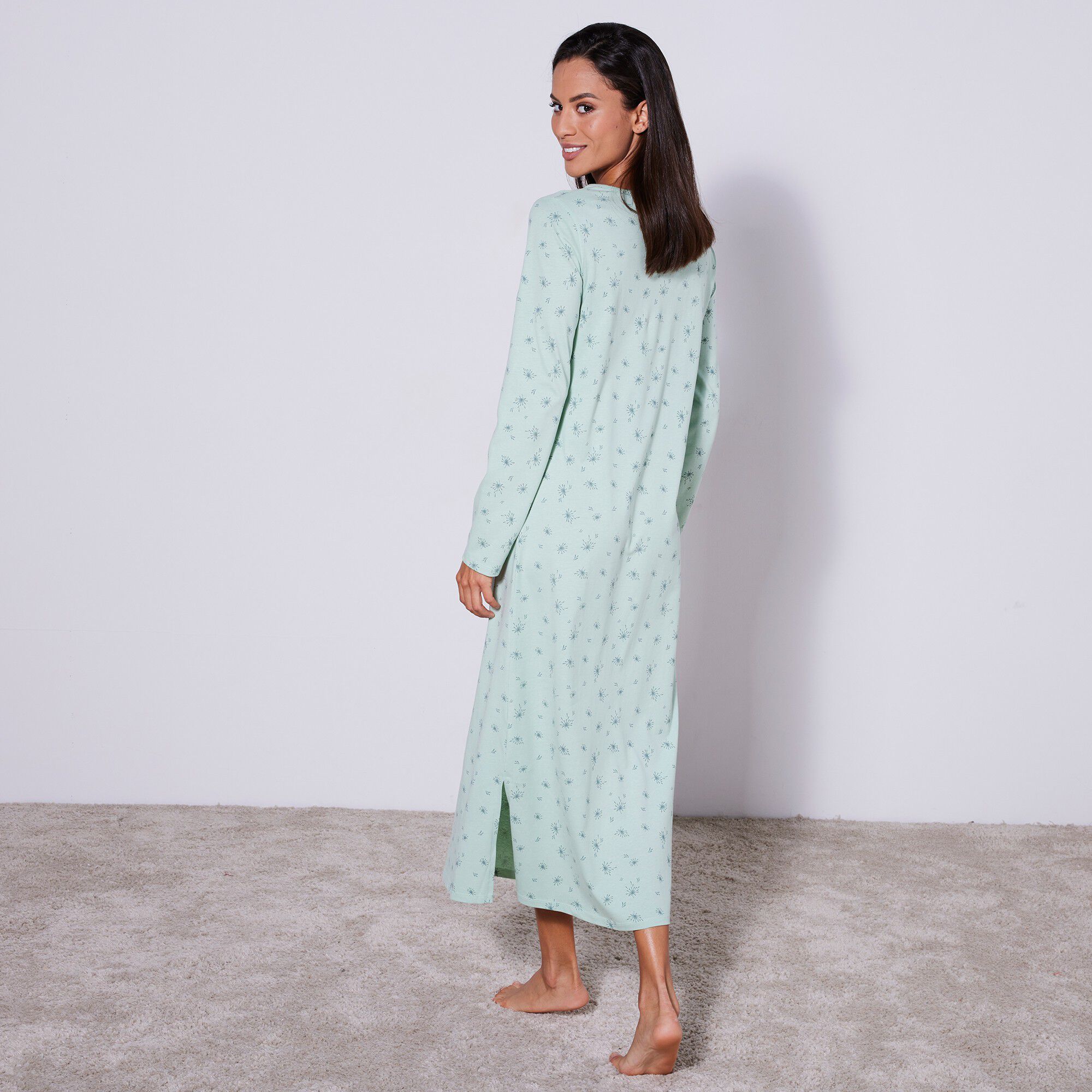 Chemise de nuit longue manches longues imprimée 