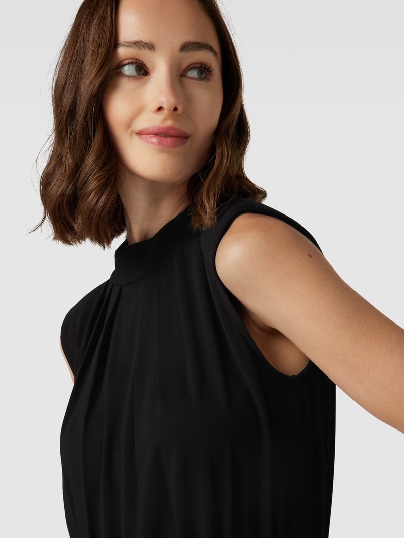 Jumpsuit aus Viskose-Elasthan-Mix mit Rundhalsausschnitt in schwarz