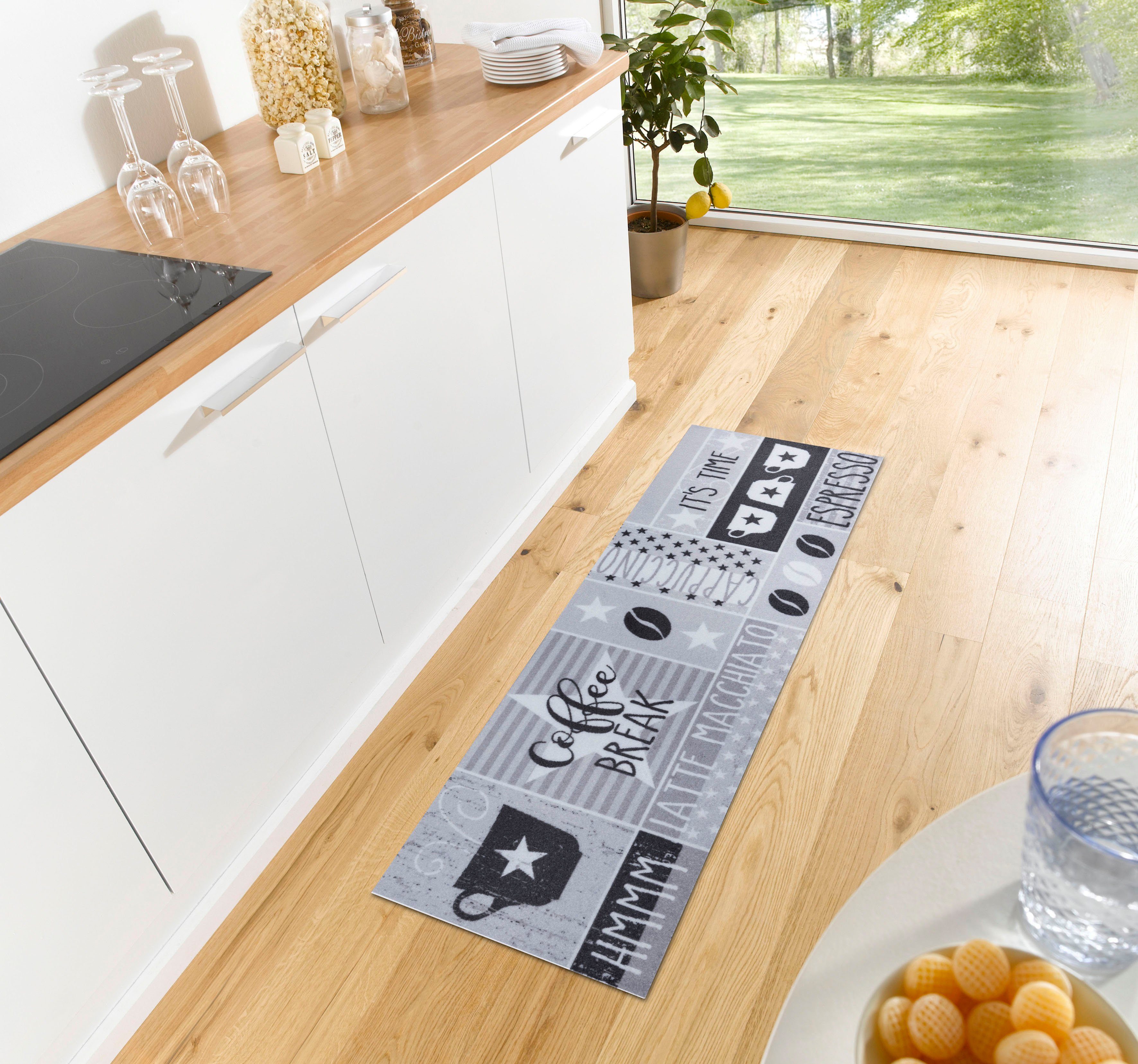 Küchenläufer Its Time For Espresso, HANSE Home, rechteckig, Höhe: 3 mm, Läufer, Rutschfest, Küchenteppich, Küche, Teppich, Pflegeleicht